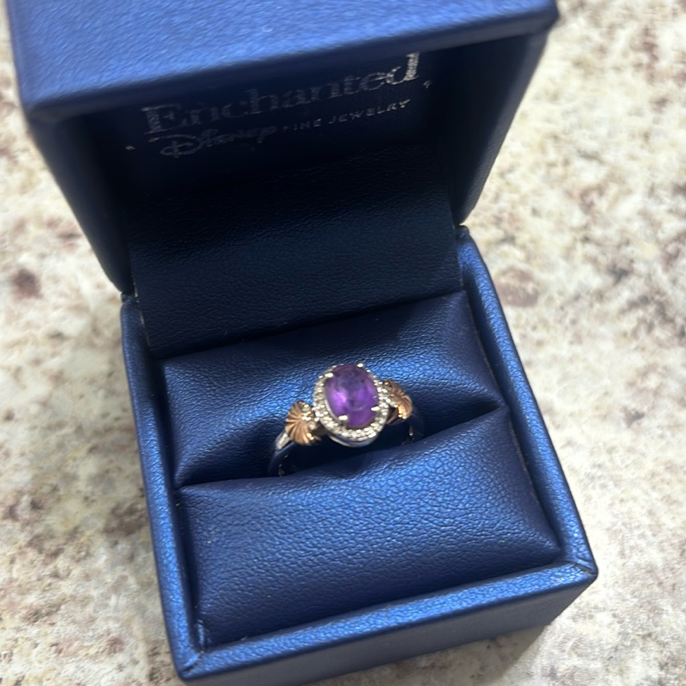 Enchanted Disney Fine Jewelry 14K Rose Gold amethyst ring size 8